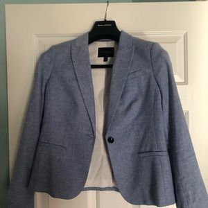 Banana republic linen blazer blue petite 6